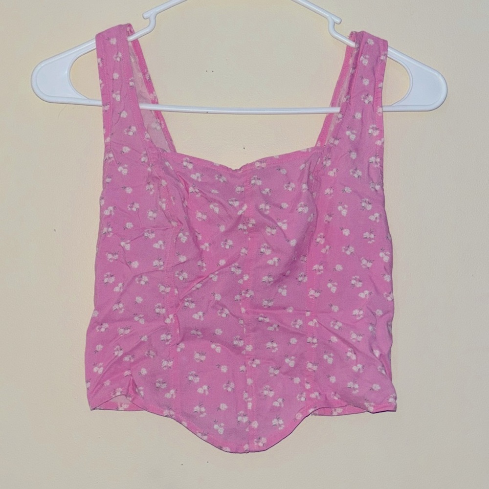 pink floral tank top with adjustable straps